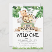 Safari Wild One Birthday Invitation (Voorkant)