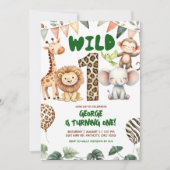 Safari wild one birthday invitation (Devant)