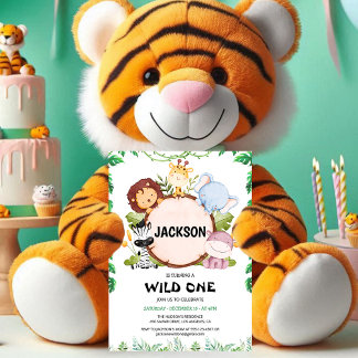 Safari Wild One Birthday Invitation Kaart