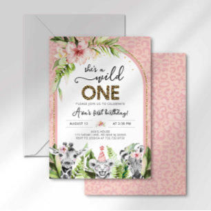 Safari Wild One Birthday Invitation Kaart