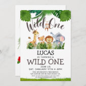 Safari Wild One Birthday Kaart (Voorkant / Achterkant)