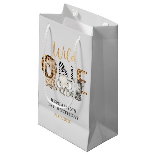 Safari Wild One Birthday Party Petit sac cadeau (Devant Angle)