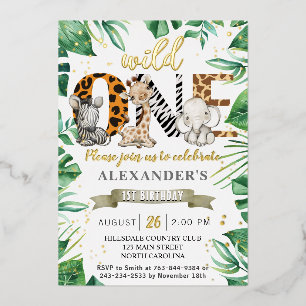 Safari Wild One Birthday Party Real Folie Invitati Uitnodiging