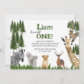 Safari Wild One Boy 1er Invitation anniversaire (Devant)