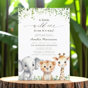 Safari Wild One Boys Animals Baby shower Kaart