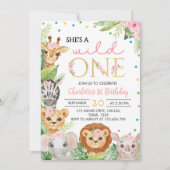 Safari Wild One First Birthday Invitation Kaart (Voorkant)