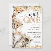 Safari Wild One Girl 1er anniversaire Invitation (Devant)