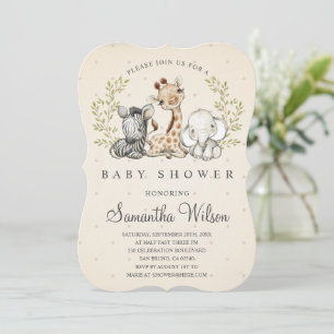 Safari Wild One Gungle Animals Baby shower Kaart