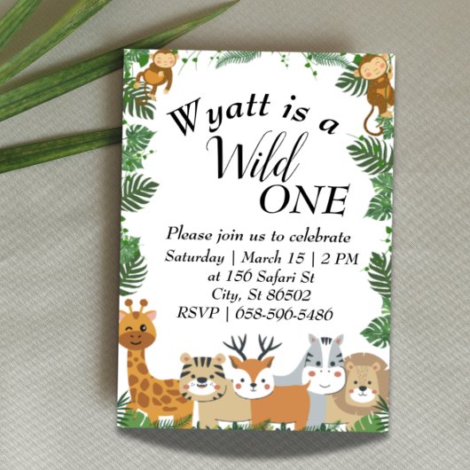 Safari Wild one Jungle invitation anniversaire