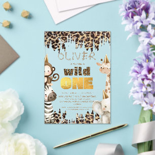 Safari Wild One Kinderverjaardag Acryl Uitnodigingen