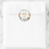 Safari Wild One | Oerwoud Dieren 1e Verjaardag Ronde Sticker (Tas)