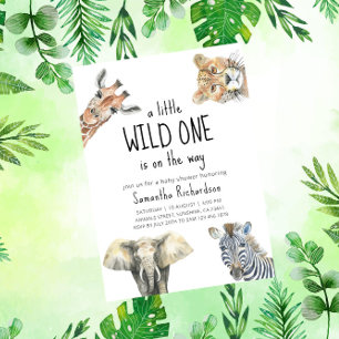 Safari Wild One Safari Dieren Baby shower Kaart
