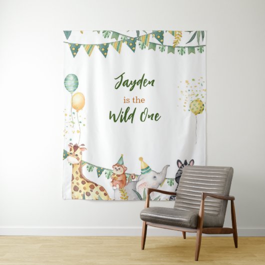 Safari Wild One Tapestry/ Backdrop Wandkleed (In situ)