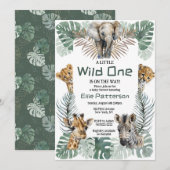 Safari "Wild One" Thème Baby shower Invitation (Devant / Derrière)