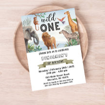 Safari Wild One Twins Anniversaire Fête Invitation