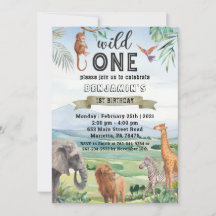 Safari Wild One Twins Uitnodiging voor verjaardags