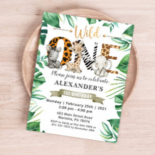 Safari Wild One verjaardagsuitnodiging Briefkaart