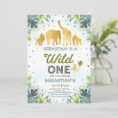 Safari Wild One verjaardagsuitnodiging Wild One Pa Kaart (Staand voorkant)