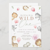 Safari wild op één verjaardag kaart (Voorkant / Achterkant)