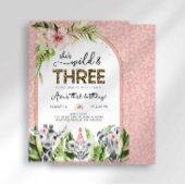 Safari Wild & Three Birthday Invitation