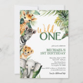 Safari Wild Un 1er anniversaire Invitation (Devant)