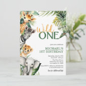 Safari Wild Un 1er anniversaire Invitation (Debout devant)