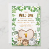Safari Wild Un 1er anniversaire Invitation (Devant)