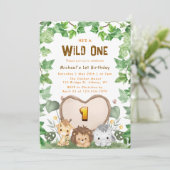 Safari Wild Un 1er anniversaire Invitation (Debout devant)