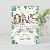 Safari Wild Un Anniversaire Fête Invitation (Debout devant)