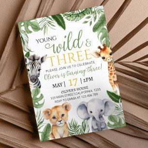 Safari Wild Un premier anniversaire Invitation