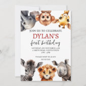 Safari Wild Une invitation d'anniversaire (Devant)