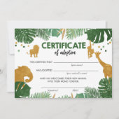 Safari Wilde Dieren Goedkeuringscertificaat Birthd Kaart (Voorkant)