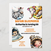 Safari wilde dieren sleepover sluimerende pyjama p kaart (Voorkant / Achterkant)