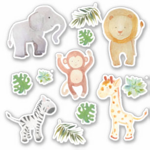 Safari Wilde Dieren Tropische Bladeren Sticker