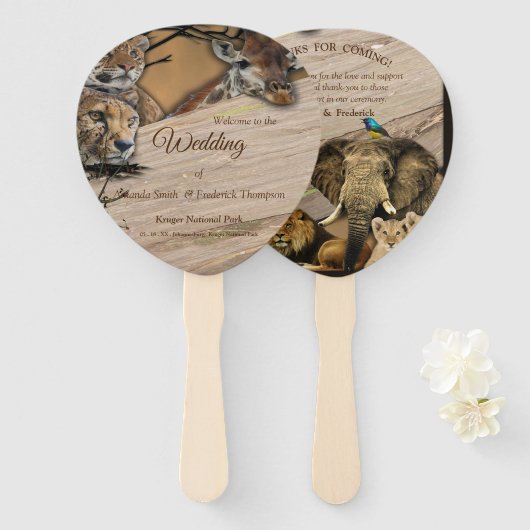 Safari Wildlife Outdoor Bruiloft Hand Fans Handwaaier (Voorkant en achterkant)