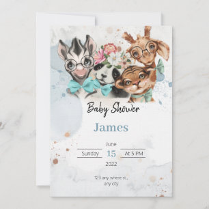Safari wildone baby shower invitation Blue