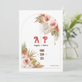 Safari woestijn Boho bloemen bruiloft uitnodiging (Staand voorkant)