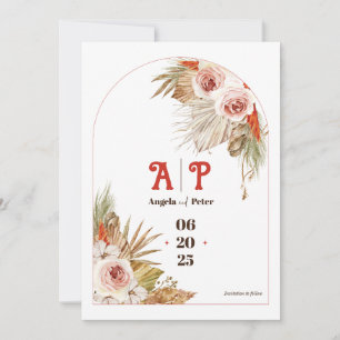 Safari woestijn Boho bloemen bruiloft uitnodiging