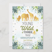 Safari Young Wild Et Invitation À Trois Anniversai (Devant)