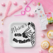 Safari Zebra Hand Drawn Party Birthday Papieren Bordje (Feest)