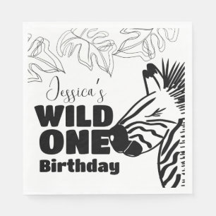 Safari Zebra Hand Drawn Wild Party Birthday Servet