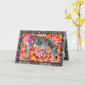 Safari Zebra met Hart en Liefde Valentijnsdag Kaart (Gele Bloem)