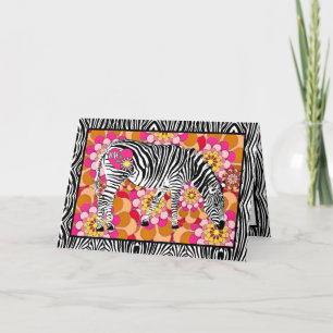 Safari Zebra met Hart en Liefde Valentijnsdag Kaart