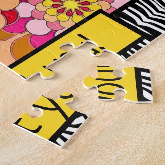 Safari Zebra met Valentijnsdag van hart en liefde Legpuzzel (Zijkant)