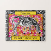 Safari Zebra met Valentijnsdag van hart en liefde Legpuzzel (Horizontaal)