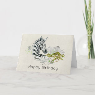 Safari Zebra Wild Exotic Animal Happy Birthday Kaart