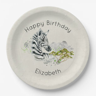 Safari Zebra Wild Exotic Animal Happy Birthday Papieren Bordje