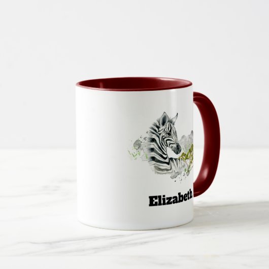 Safari Zebra Wild Exotic Animal in Waterverven Mok (Voorkant rechts)