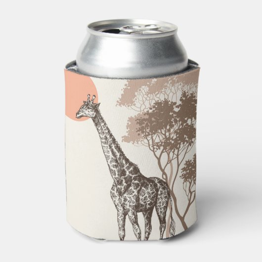 Safari Zonsondergang Giraffe Natuur landschap Blikjeskoeler (Blikje Voorkant)