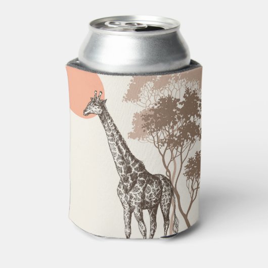 Safari Zonsondergang Giraffe Natuur landschap Blikjeskoeler (Blikje Achterkant)